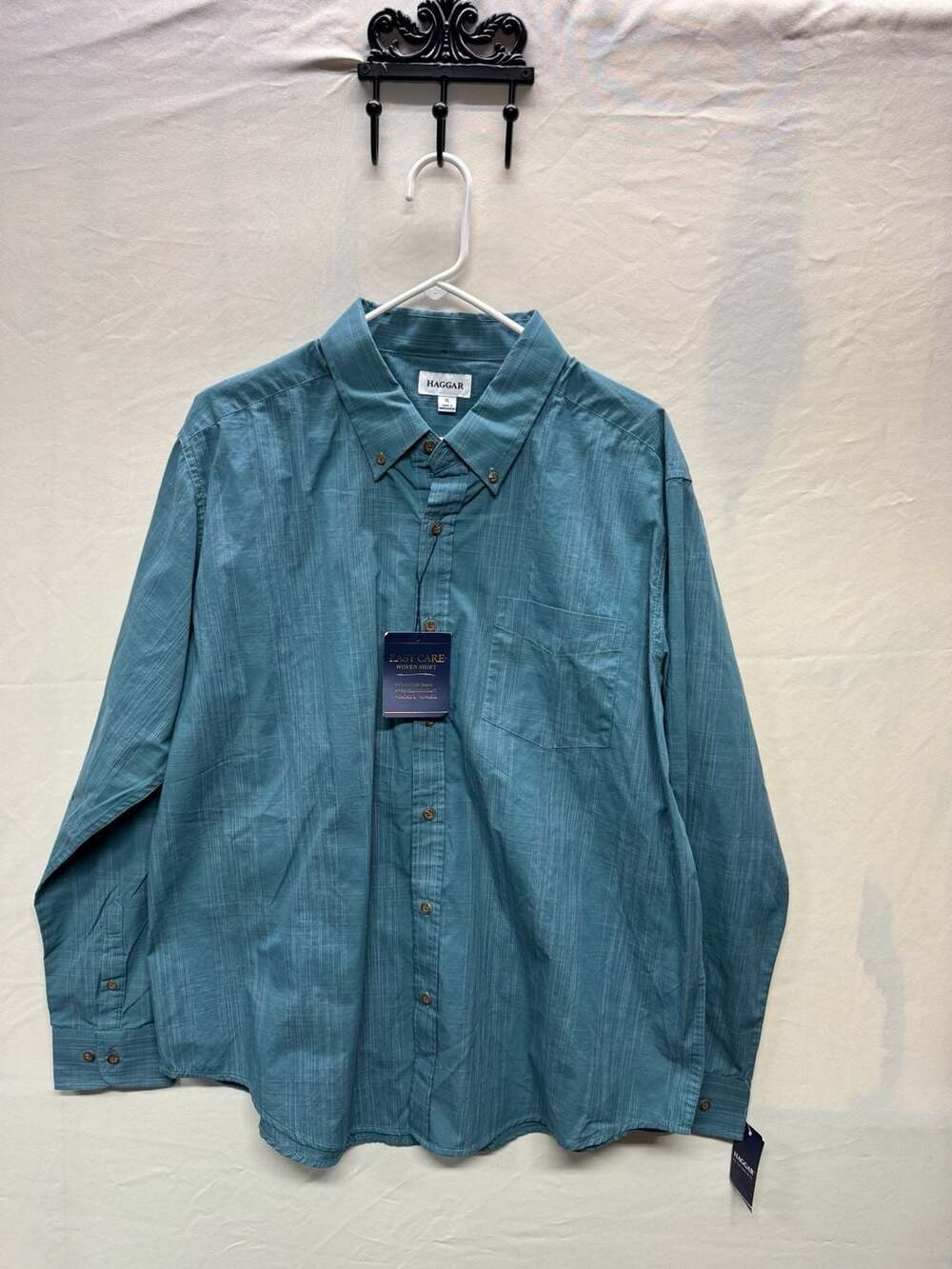 Haggar Weekender Signature Collection Easy Care Woven Shirt XL Hydro